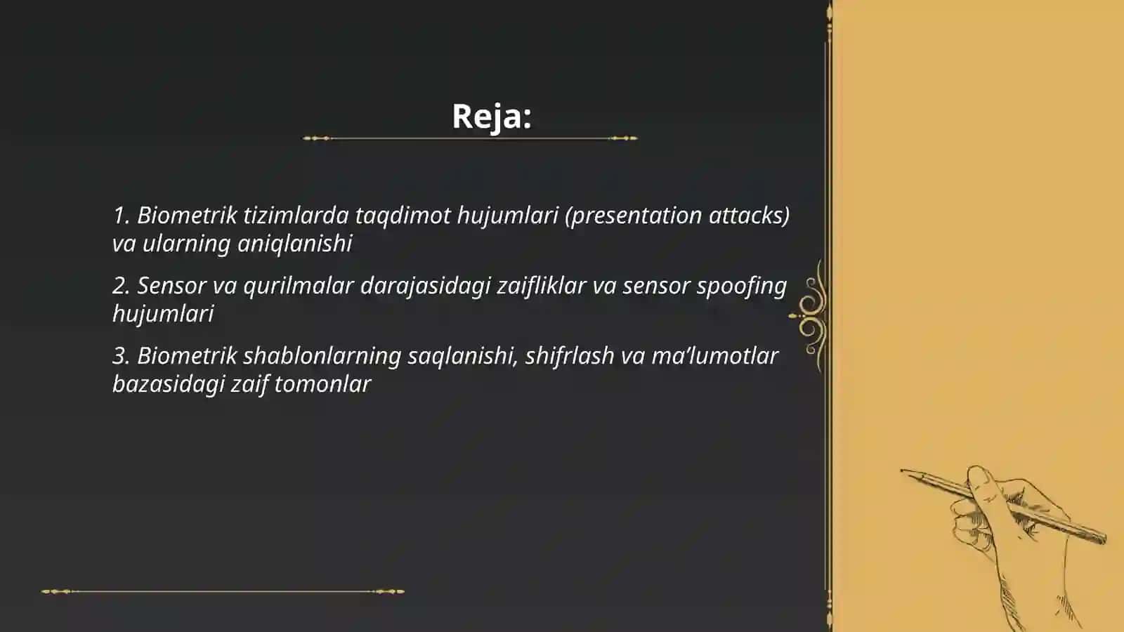 Biometrik autentifikatsiya tizimlarining zaifliklari va himoya mexanizmlari 2