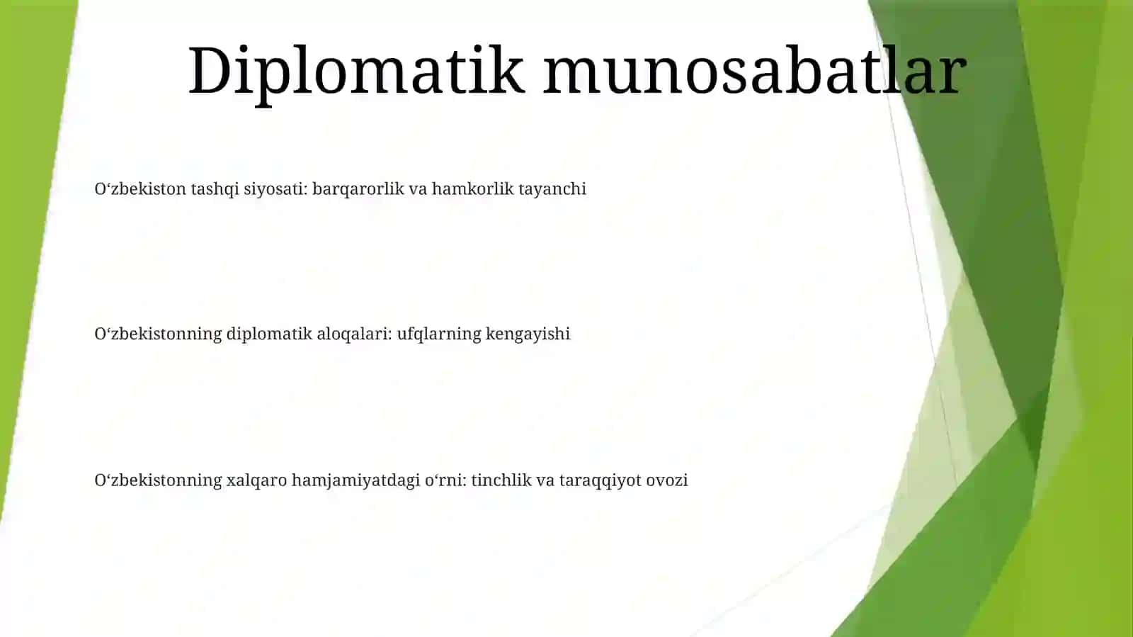 O‘zbekistonning xalqaro hamjamiyatdagi o‘rni: tinchlik va taraqqiyot ovozi 2