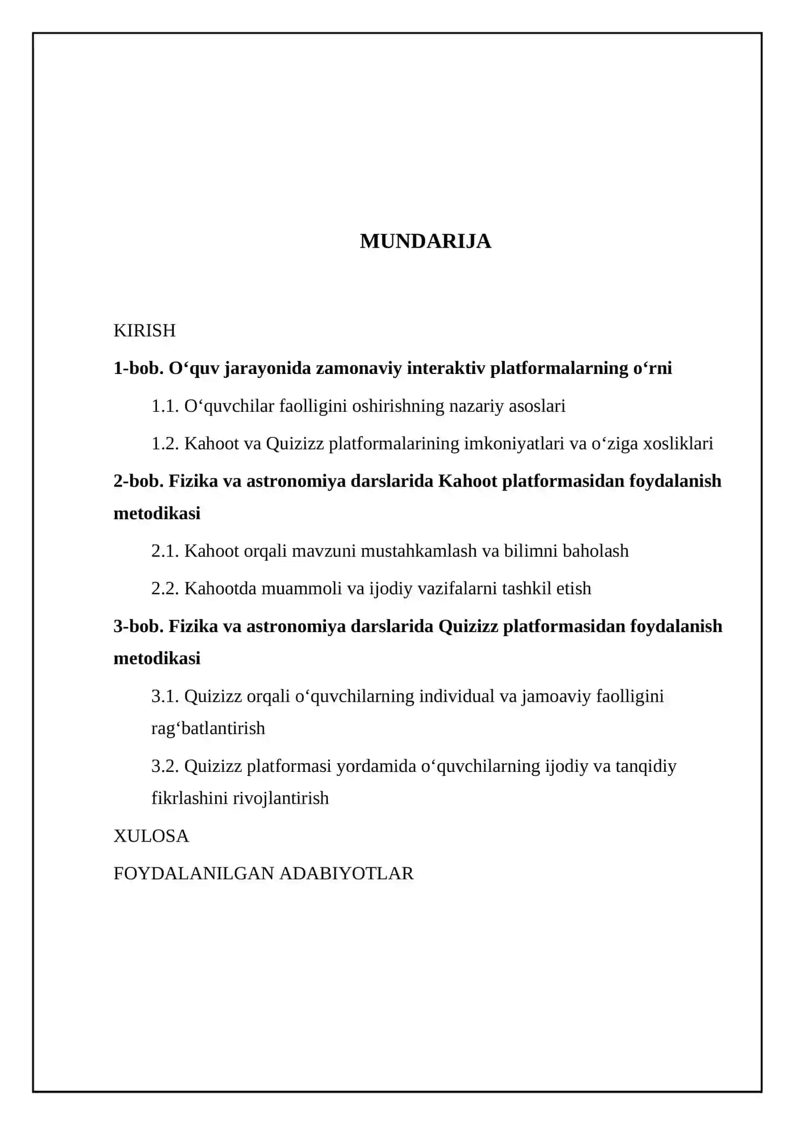 FIZIKA VA ASTRONOMIYA fanlarini oʻqitishda KAHOOT VA QUIZIZZ platformalari asosida oʻquvchilar faolligini oshirish metodikasi 2
