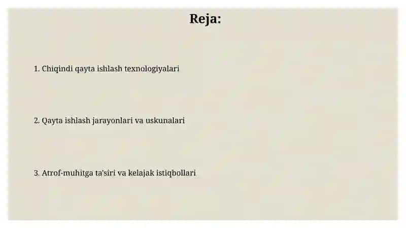 Tolali chiqindilarni tozalash va qayta ishlash texnologiyasi 2