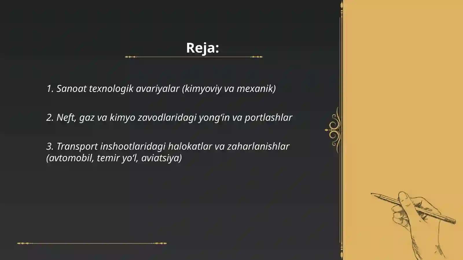 Texnogen, ekologik va ijtimoiy tusdagi favqulodda vaziyatlar va ularning qisqacha tavsifi 2