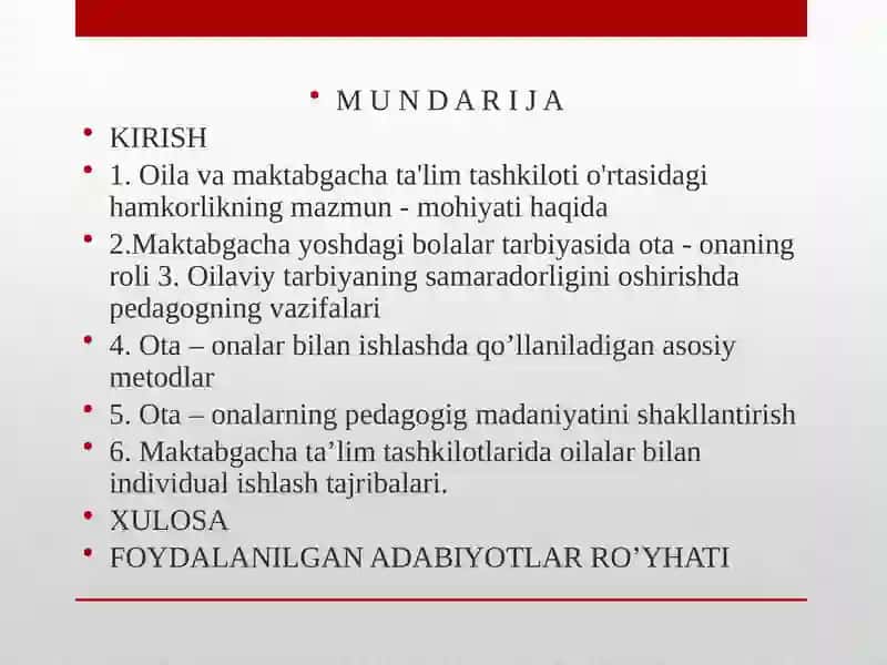 MAKTABGACHA TA’LIM TASHKILOTLARIDA BOLALARNING OTA – ONALAR BILAN ISHLASHI 2