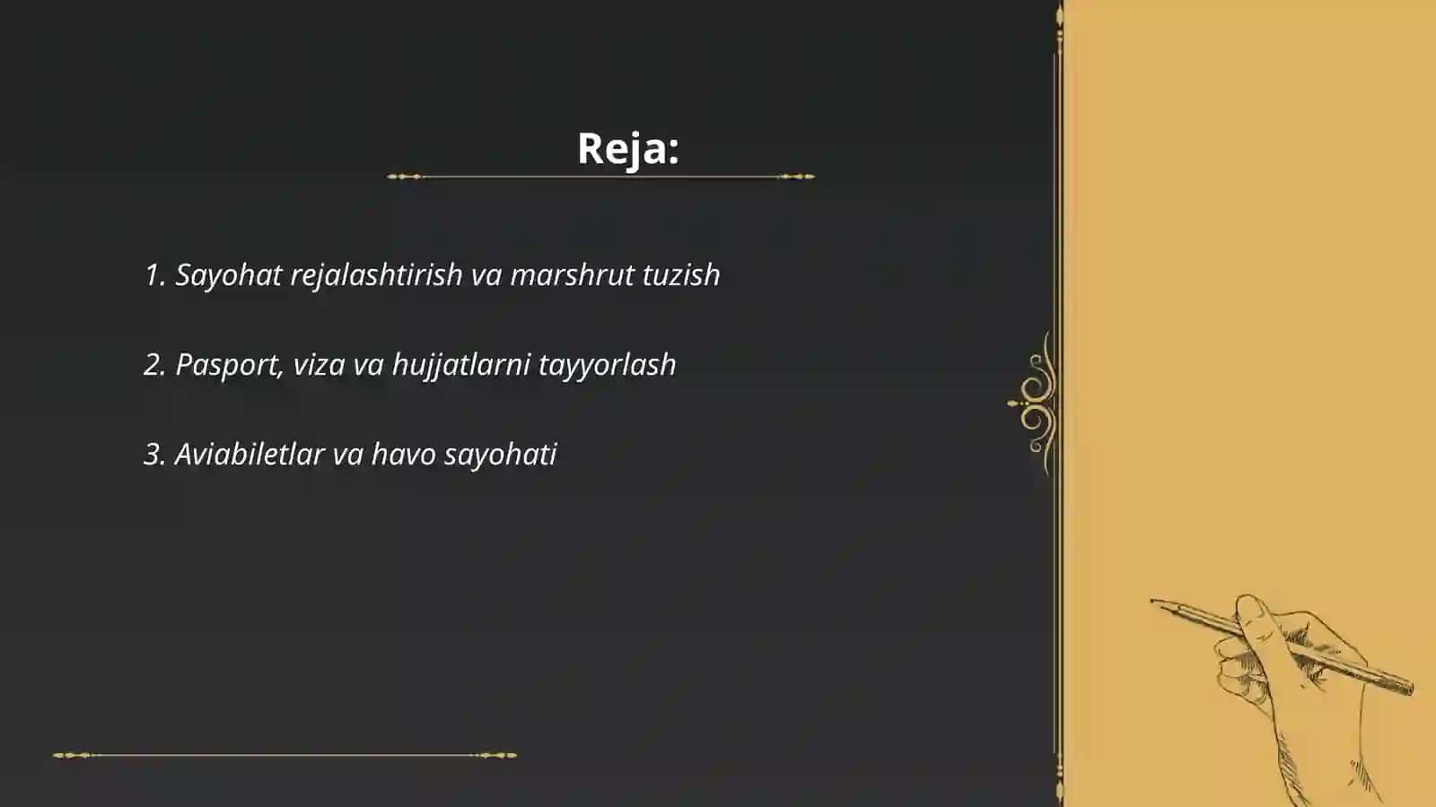 Sayohat rejalashtirish va hujjatlarni tayyorlash 2