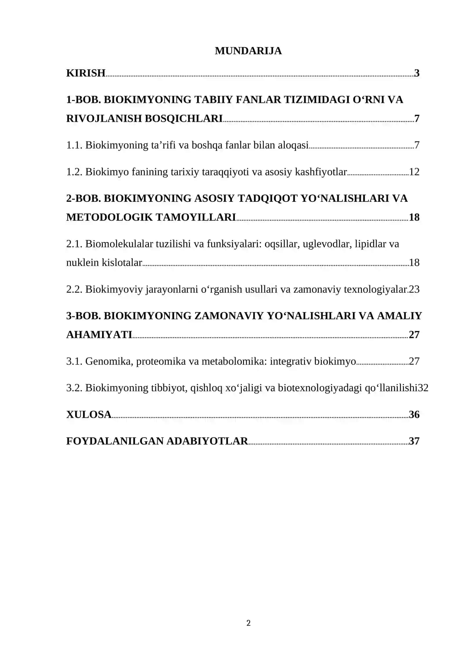 KIMYO FANING BIOKIMYOVİY YOʻNALİSHLARI 2