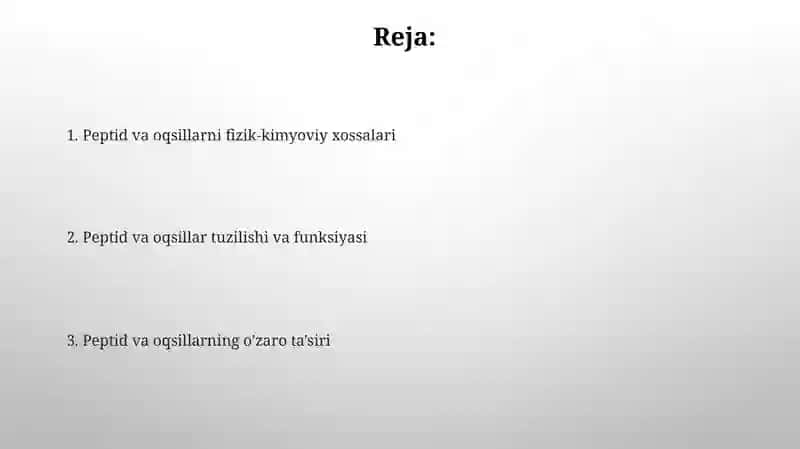 Peptit va oqsillarni fizik kimyoviy xossalari 2