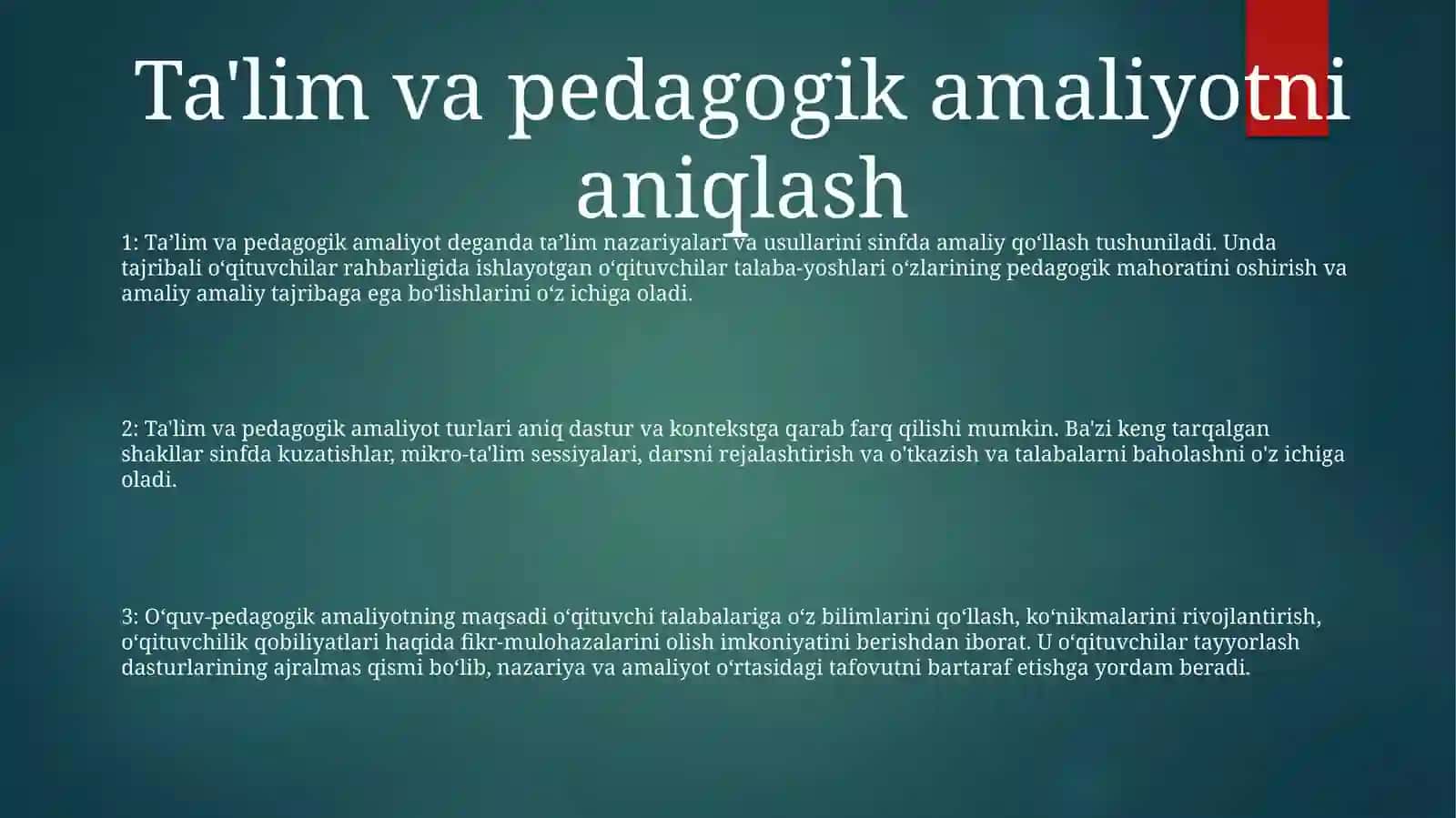 Ta'lim va Pedagogik Amaliyotini Tashkil Etish Shakllari 2