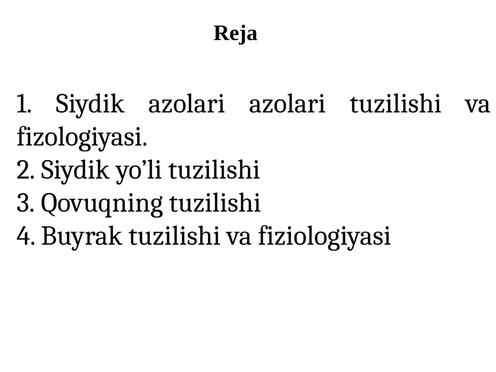 Siydik azolari tuzilishi va fizologiyasi 2