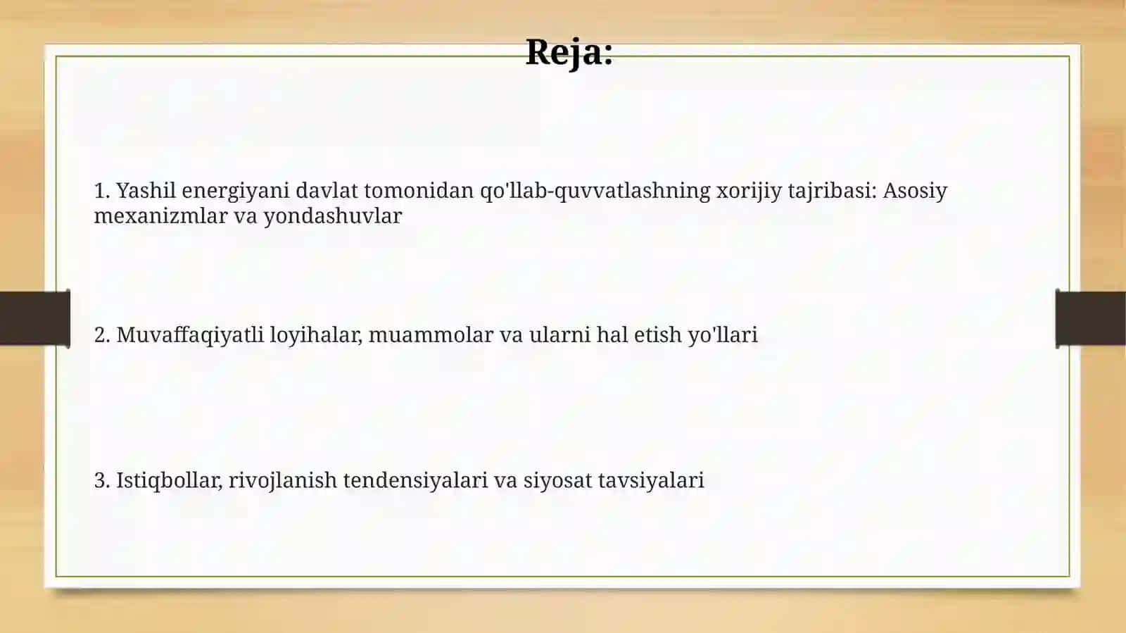 Yashil energetika ni davlat tomonidan qullab quvvatlashning xorij tajribasi 2