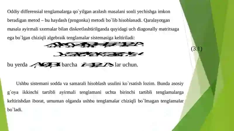 ODDIY DIFFERENSIAL TENGLAMALARGA QO`YILGAN ARALASH MASALANI SONLI YECHISH 2