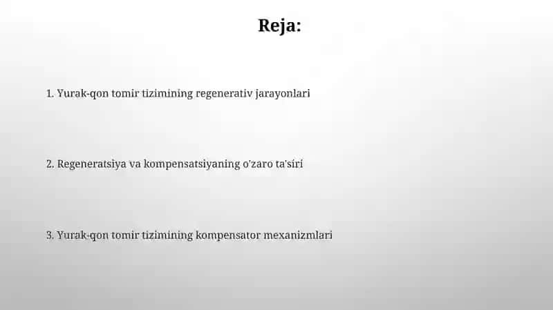 Yurak-qon tomirlar tizimida regenerator va kompensator jarayonlar 2