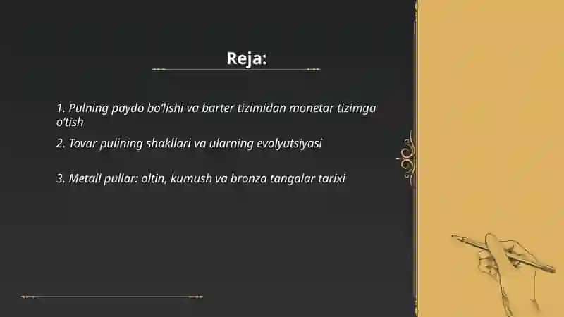 Pul shakllari va turlarining rivojlanish evolutsiyasi 2