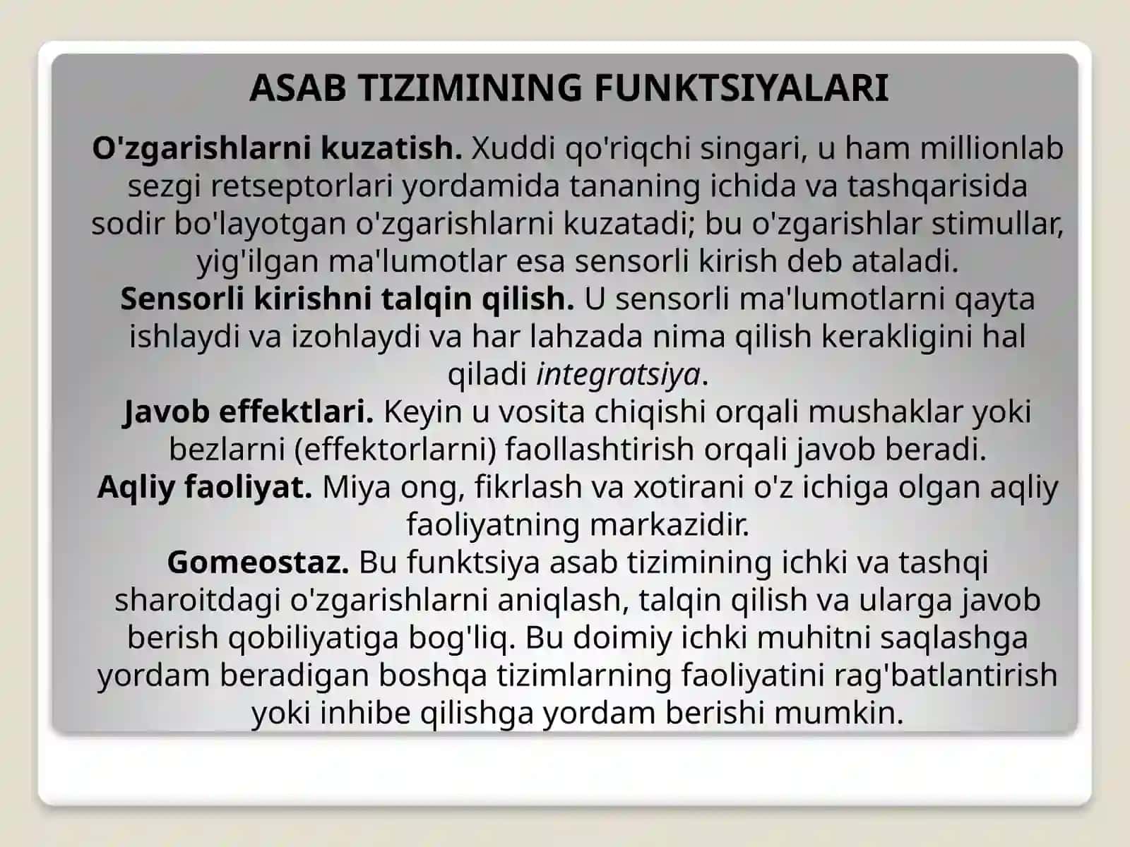MARKAZIY VA PERIFERIK NERV TIZIMI BIOKIMYOSI 2