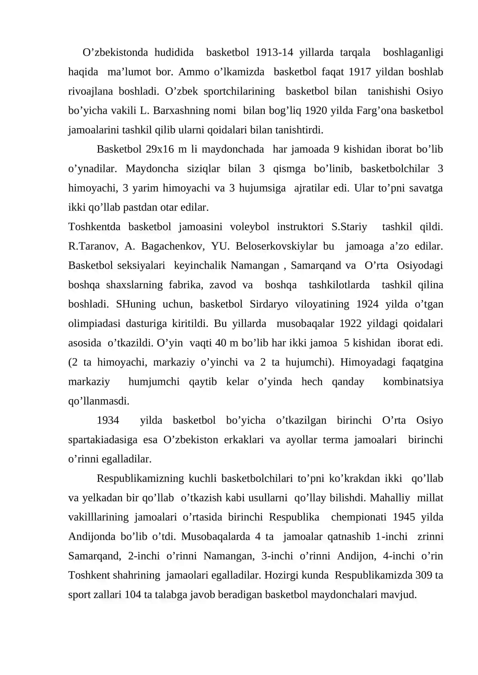 Basketbolning rivojlanishi va orqanishini tahlil qilish 2