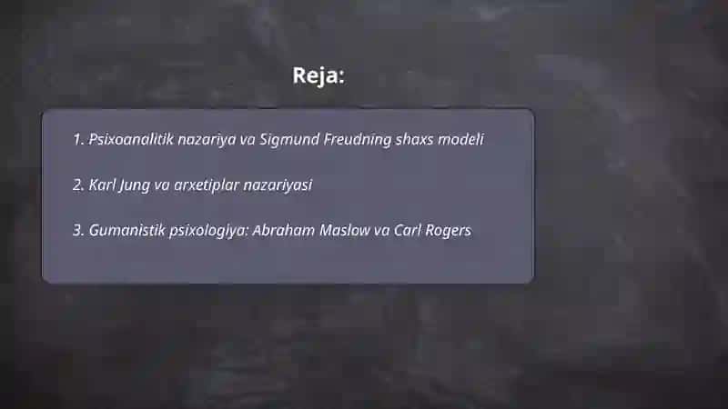 Chet el psixologiyasida shaxs nazariyalari 2