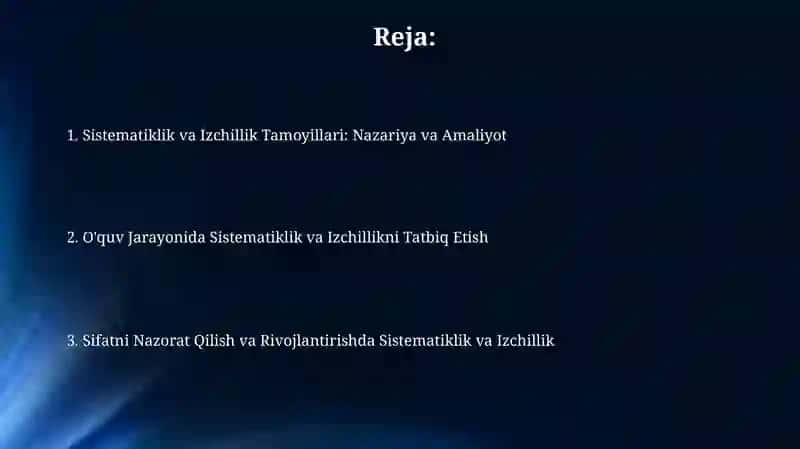 Sistematiklik va Izchillik 2