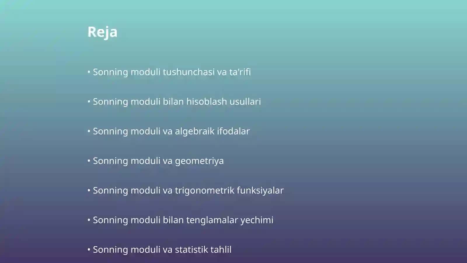 Sonning moduli bilan ishlashga doir misollar 2