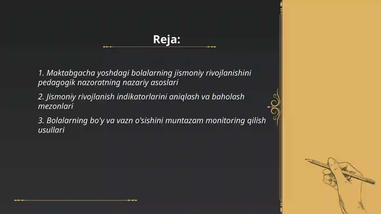 Maktabgacha yoshdagi bolalarni jismoniy rivojlanishi ustidan pedagogik nazoratni olib borish 2