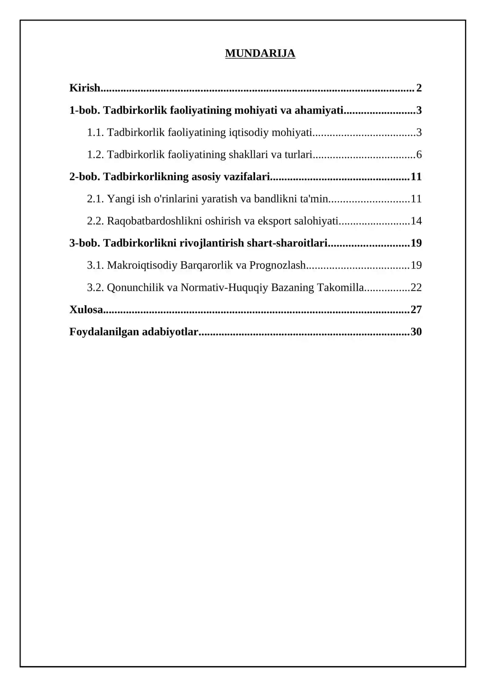 Tadbirkorlik faoliyatining mazmuni vazifalari va rivojlanish shart sharoitlari 2