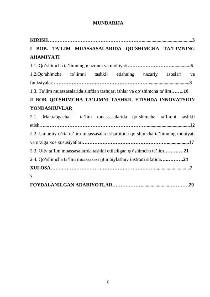 Qo‘shimcha ta’lim, uni tashkil etishga innovatsion yondashuvlar 2