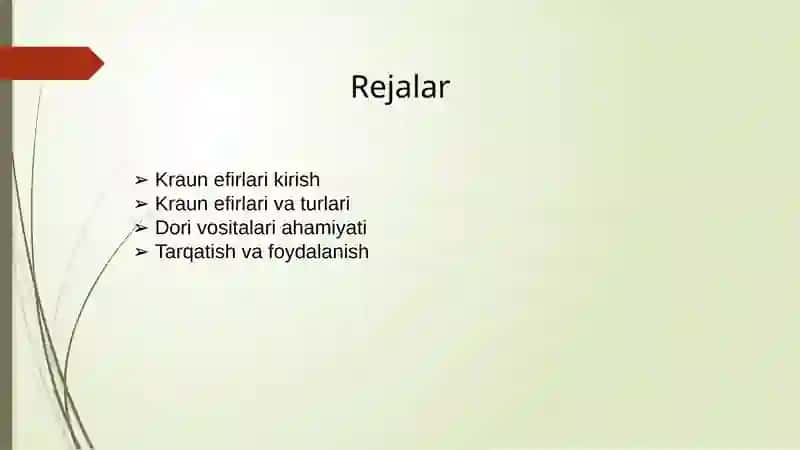 Kraun Efirlari dori vositlari sifatida 2