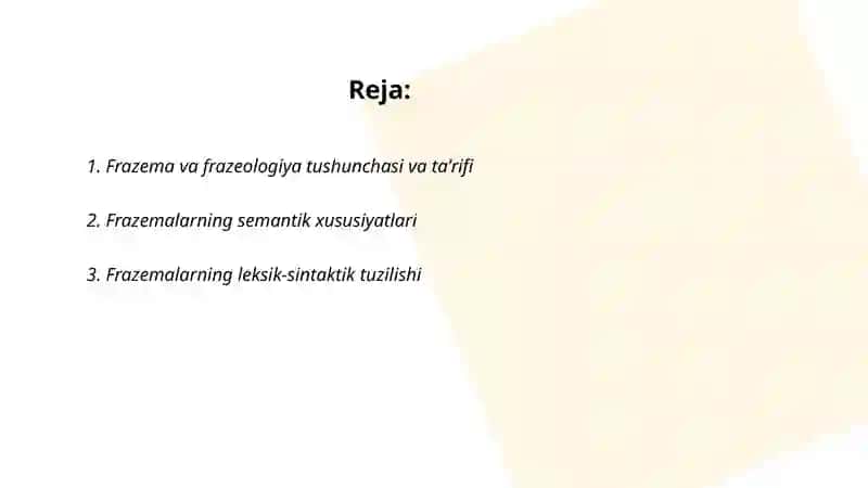 O'zbek tili frazeologiyasi.Frazema 2