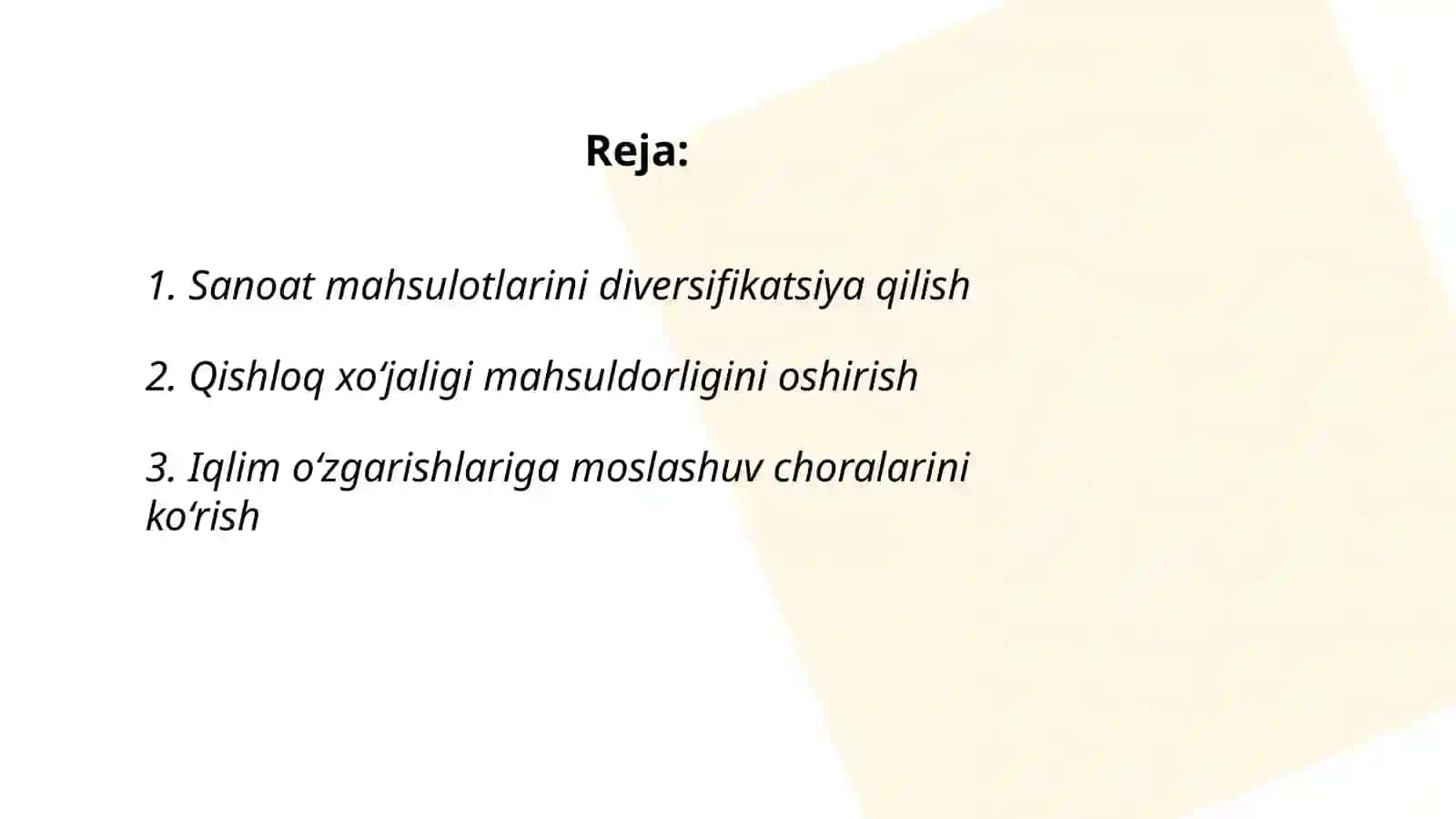 O'zbekistonda qishloq xo'jaligi va sanoat sohasidagi o‘zgarishlar 2