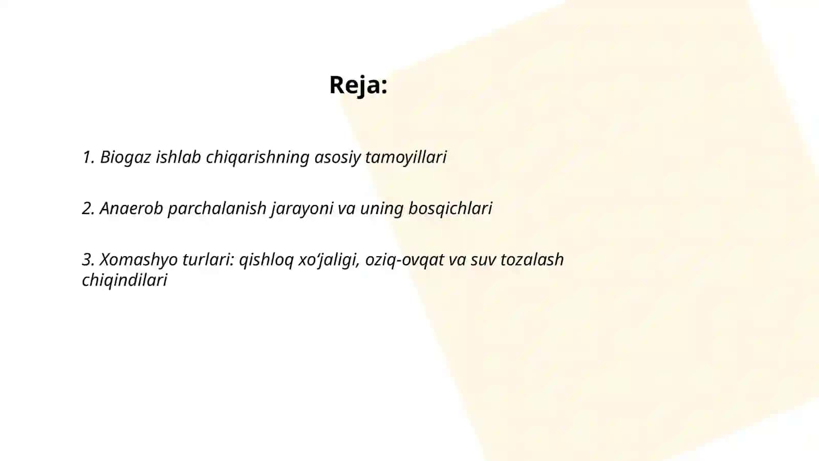 Biogaz ishlab chiqarish texnologiyasini oʻrganish 2
