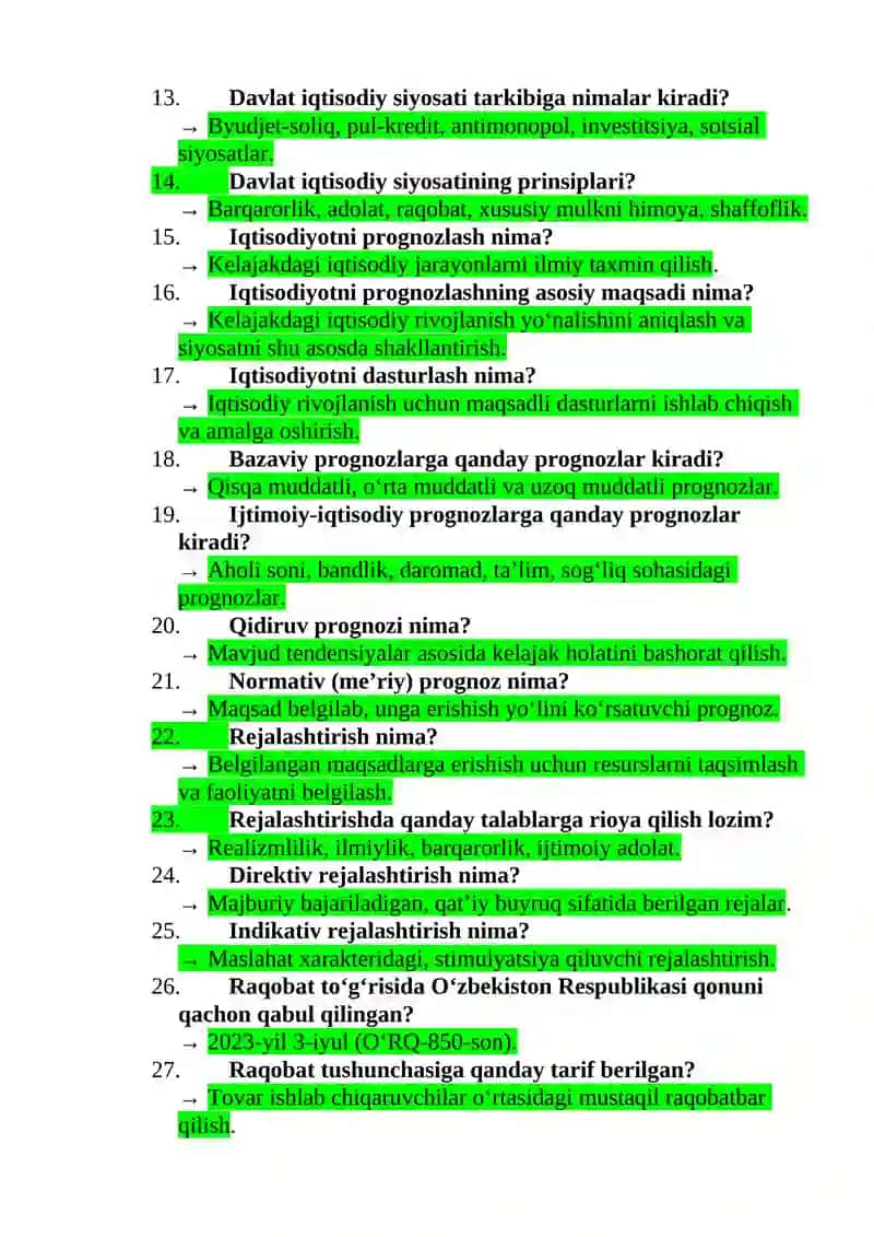 iqtisodiyot 3-kurs yakuniy nazorat javoblari 2
