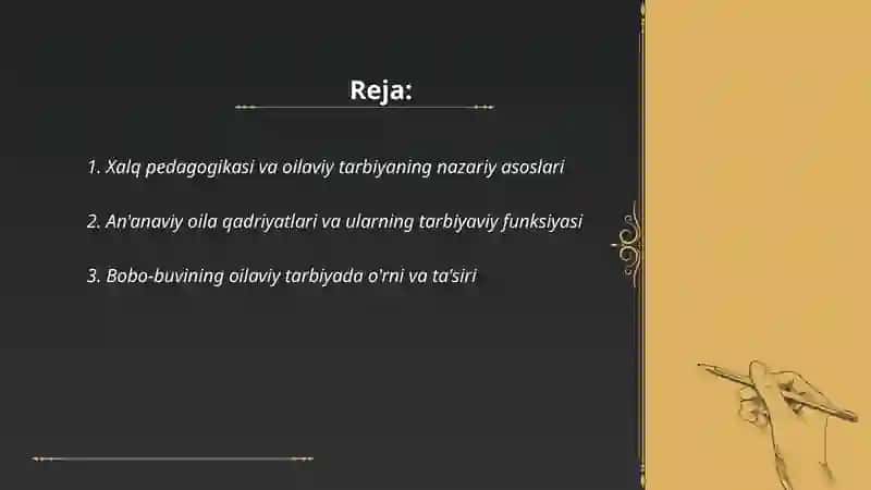 Xalq pedagogikasi va oilaviy tarbiyaning nazariy asoslari 2
