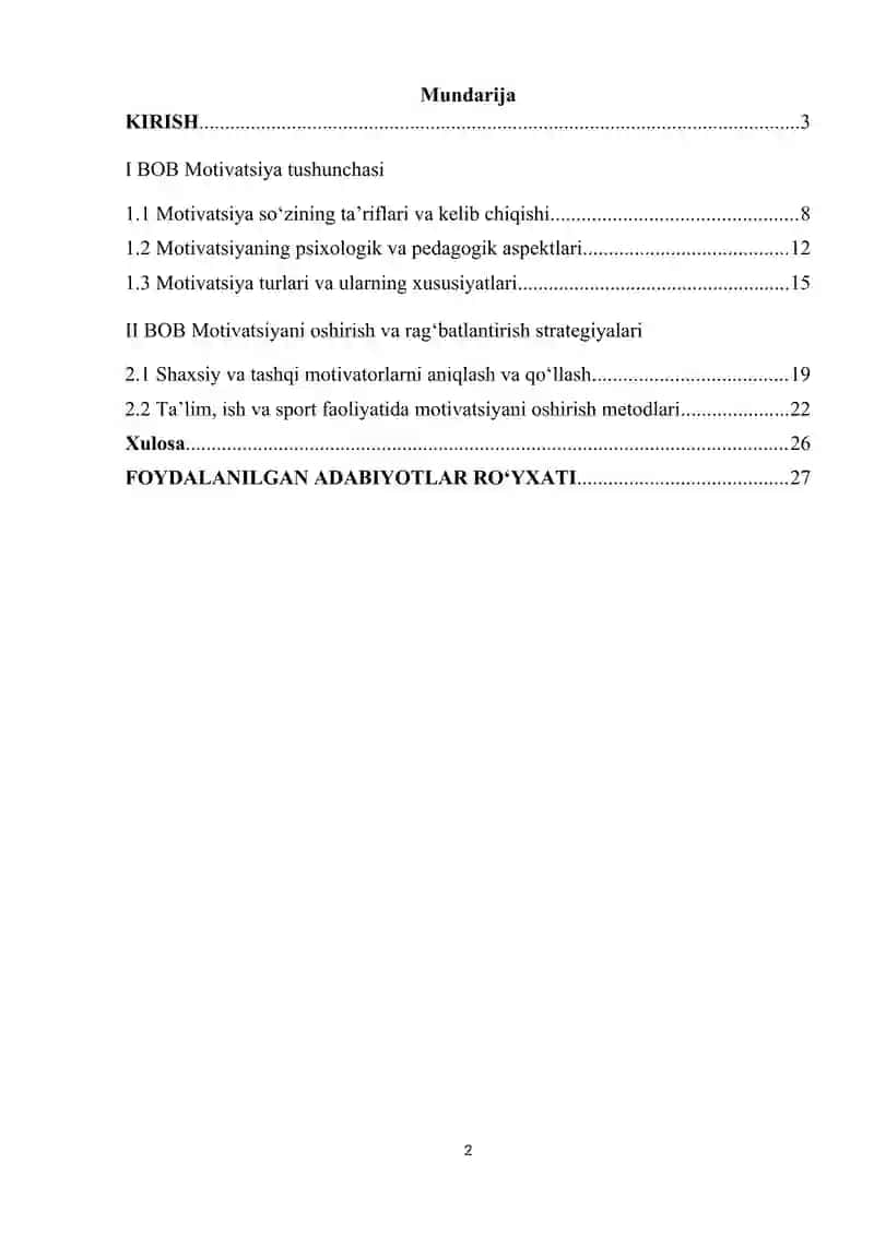 Motivatsiya tushunchasi. Intrezik vaekstrimzik matevatsiya 2