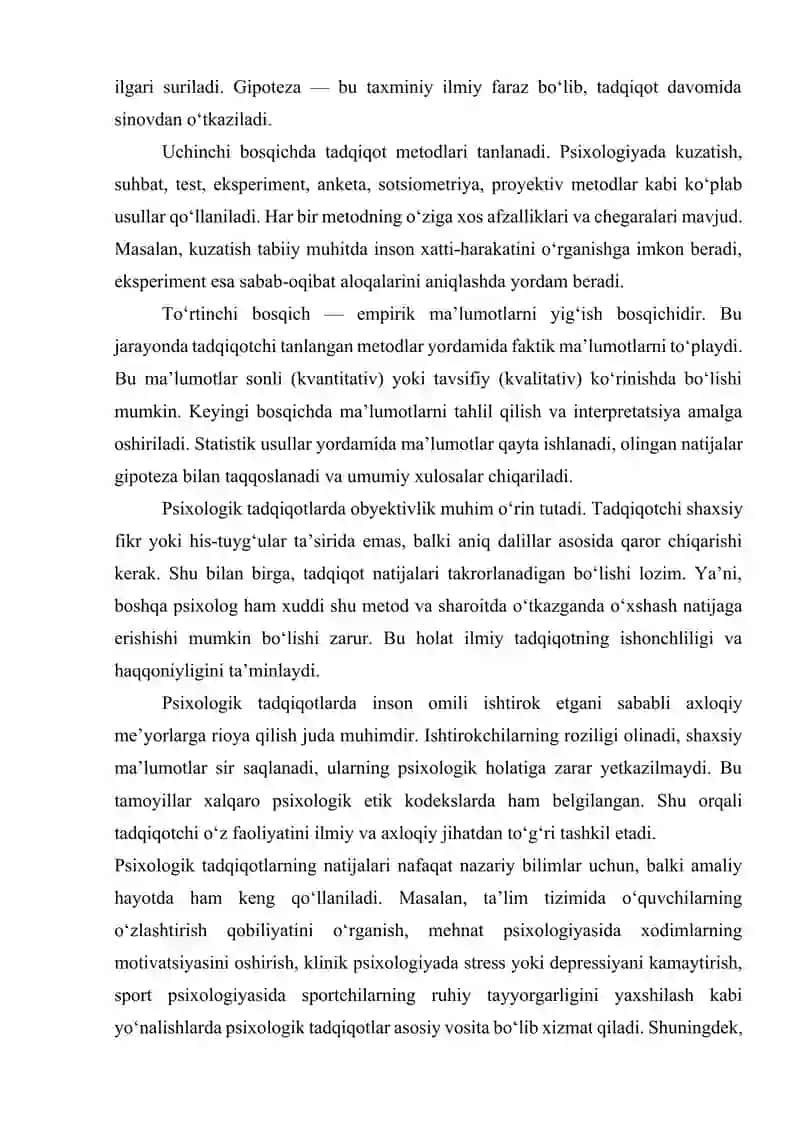 REFERAT PSIXOLOGIK TADQIQOT TARKIBI VA MANTIQIY IZCHILLIGI 2