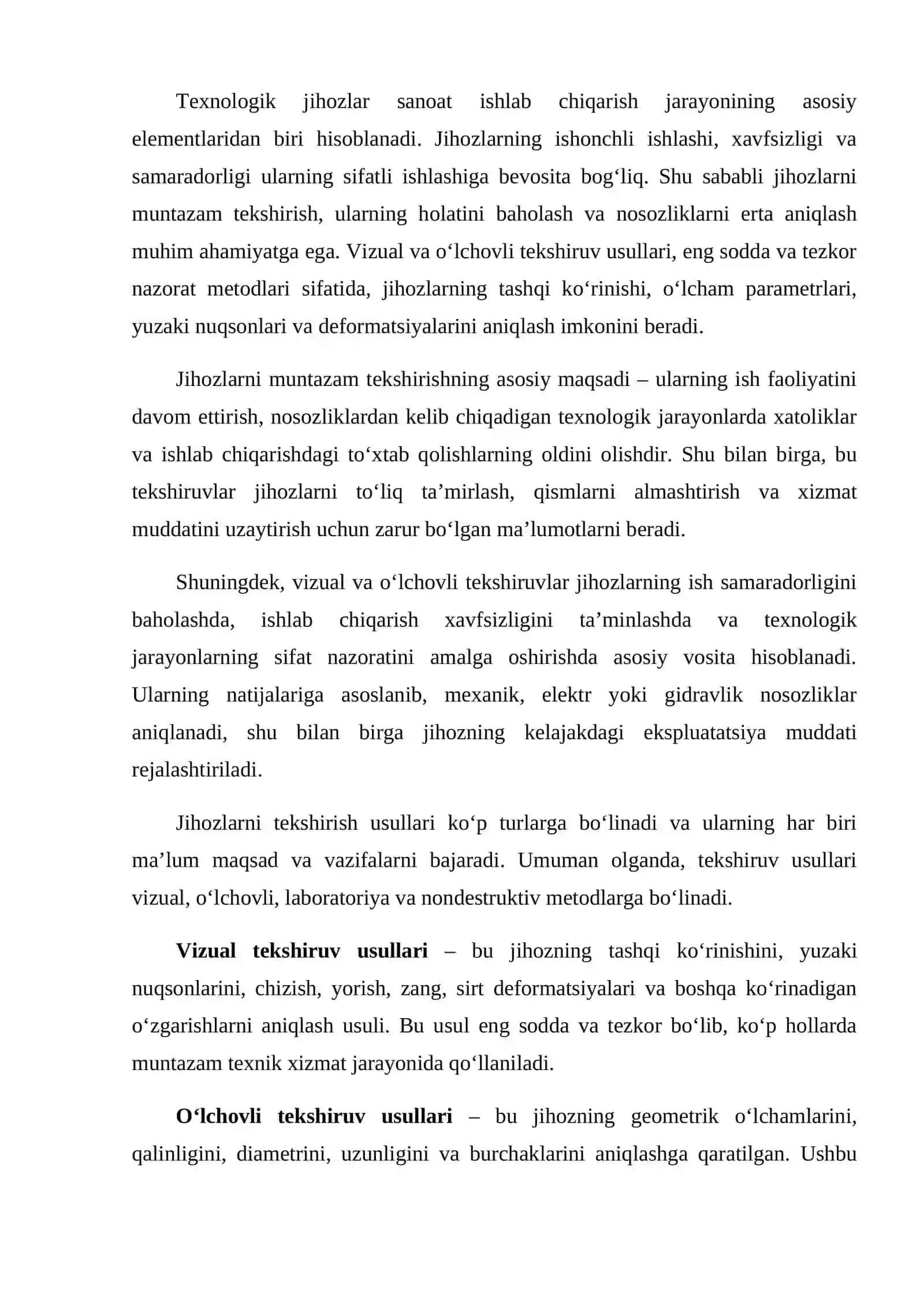 Texnologik jihozlarni tekshirish usullari 2