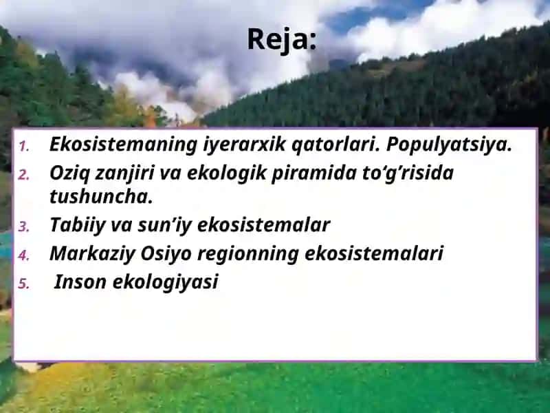 Populyatsiya tushunchasi va Ekotizimlar 2