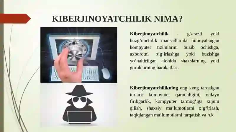 Kiberxavfsizlik asoslari fanidan “Kiberjinoyatchilik, kiberqonunlar va kiberetika” 2