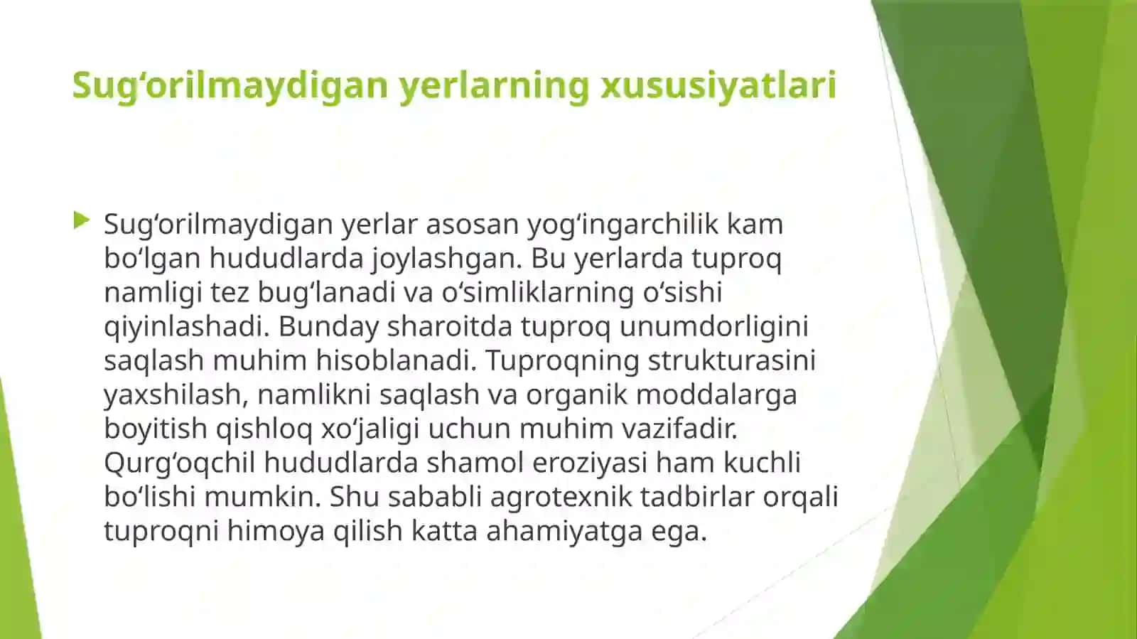 Sug‘orilmaydigan yerlarda dala ekini yetishtirishning innovatsion usullari 2