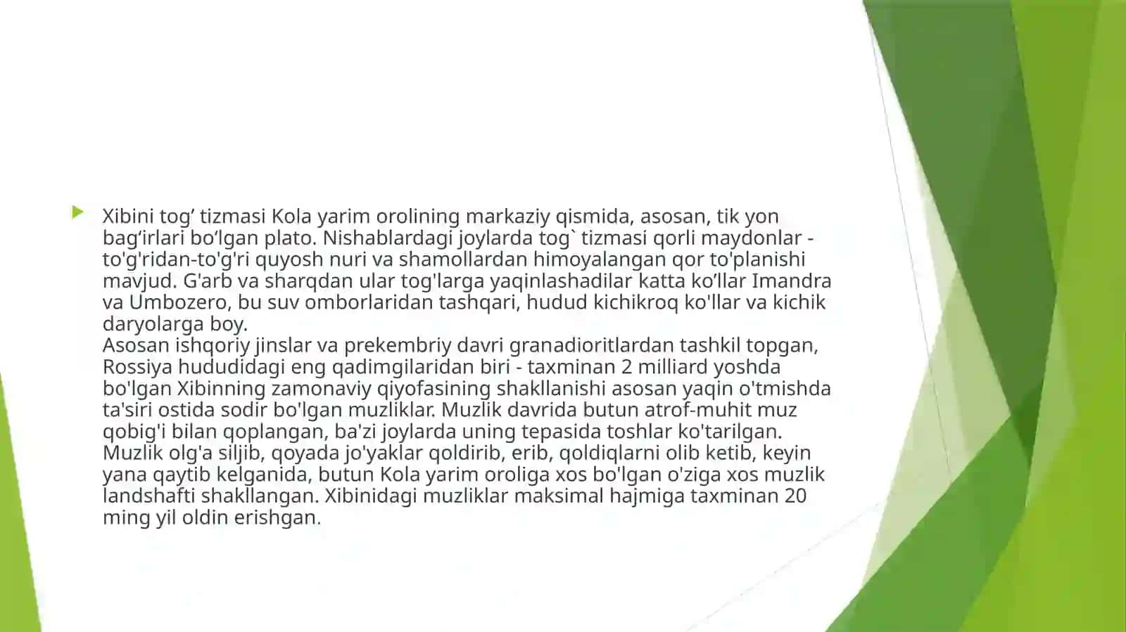 Xibin apatit konining geologik tuzilish va sanoatdagi ahamyati. 2