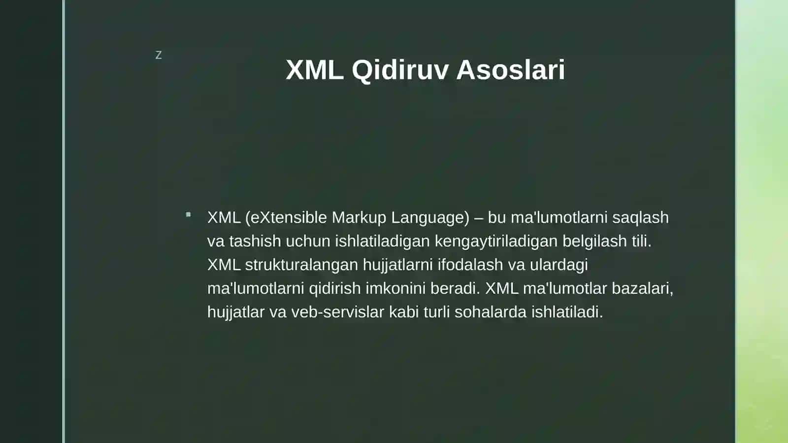 XML qidiruv asoslari. Asosiy XML tushunchalari, XML-ni qidirishdagi muammolar 2