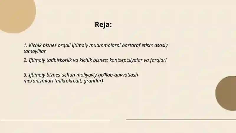 Ijtimoiy muammolarni hal etish uslubi sifatida kichik biznesni qollab quvatlash 2