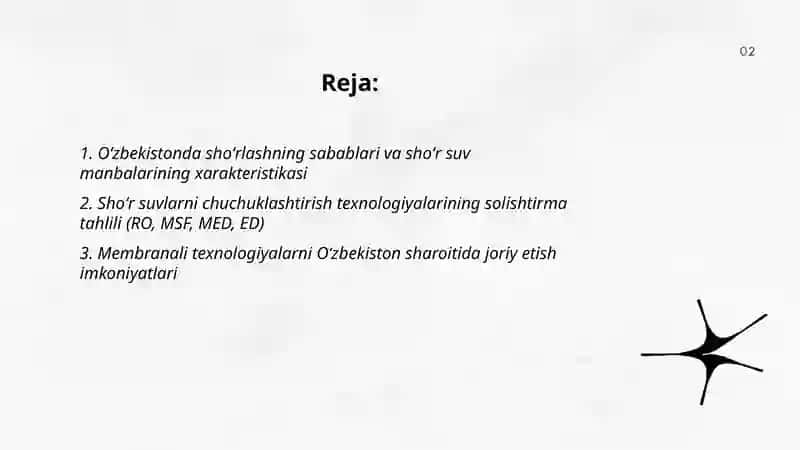 Oʻzbekistonda shoʻrlashning sabablari va shoʻr suv manbalarining xarakteristikasi 2