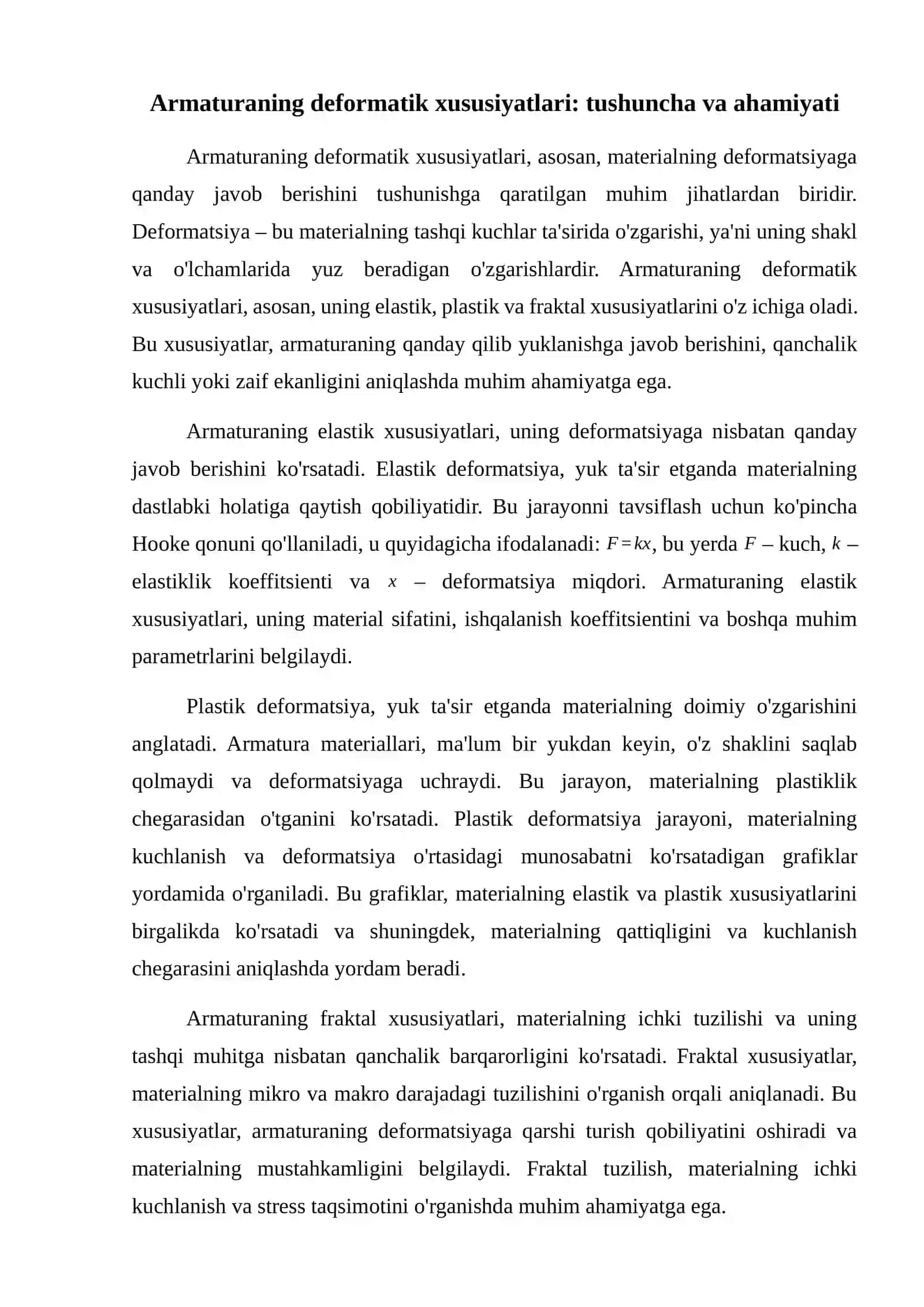 Armaturaning deformatik xususiyatlari 2