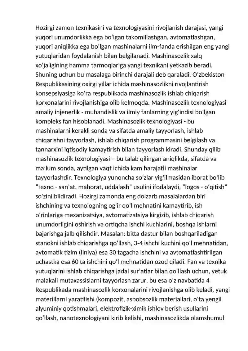 Mashinasozlik texnologiyasi asoslari faniga kirish 2
