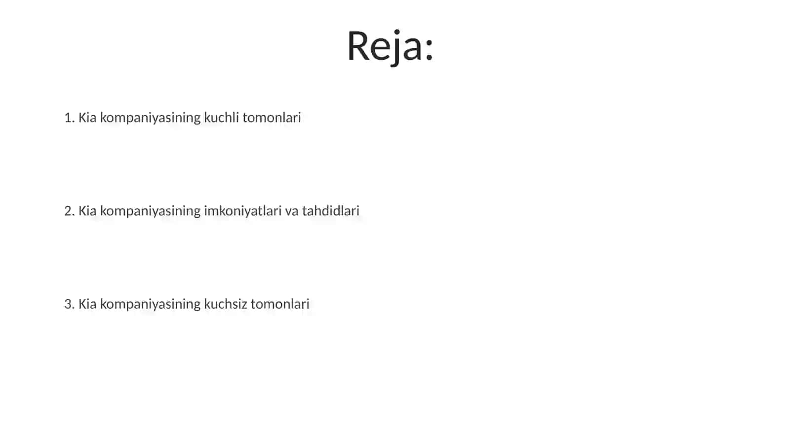 KIA kampaniyasini swot taxlili 2