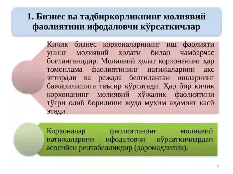 Бизнес фаолияти субъектларининг молиявий фаолияти таҳлили 2