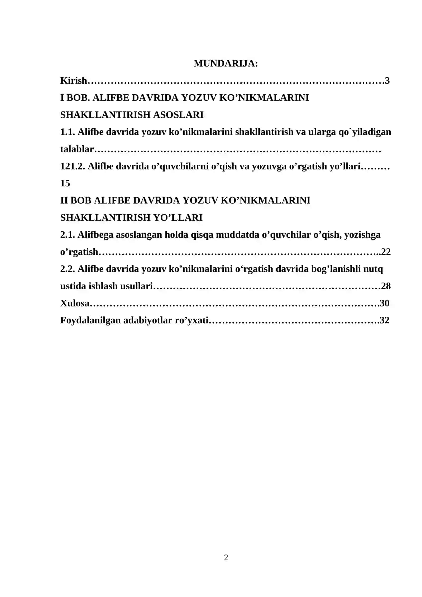 ALIFBE DAVRIDA YOZUV KO’NIKMALARINI SHAKLLANTIRISH 2