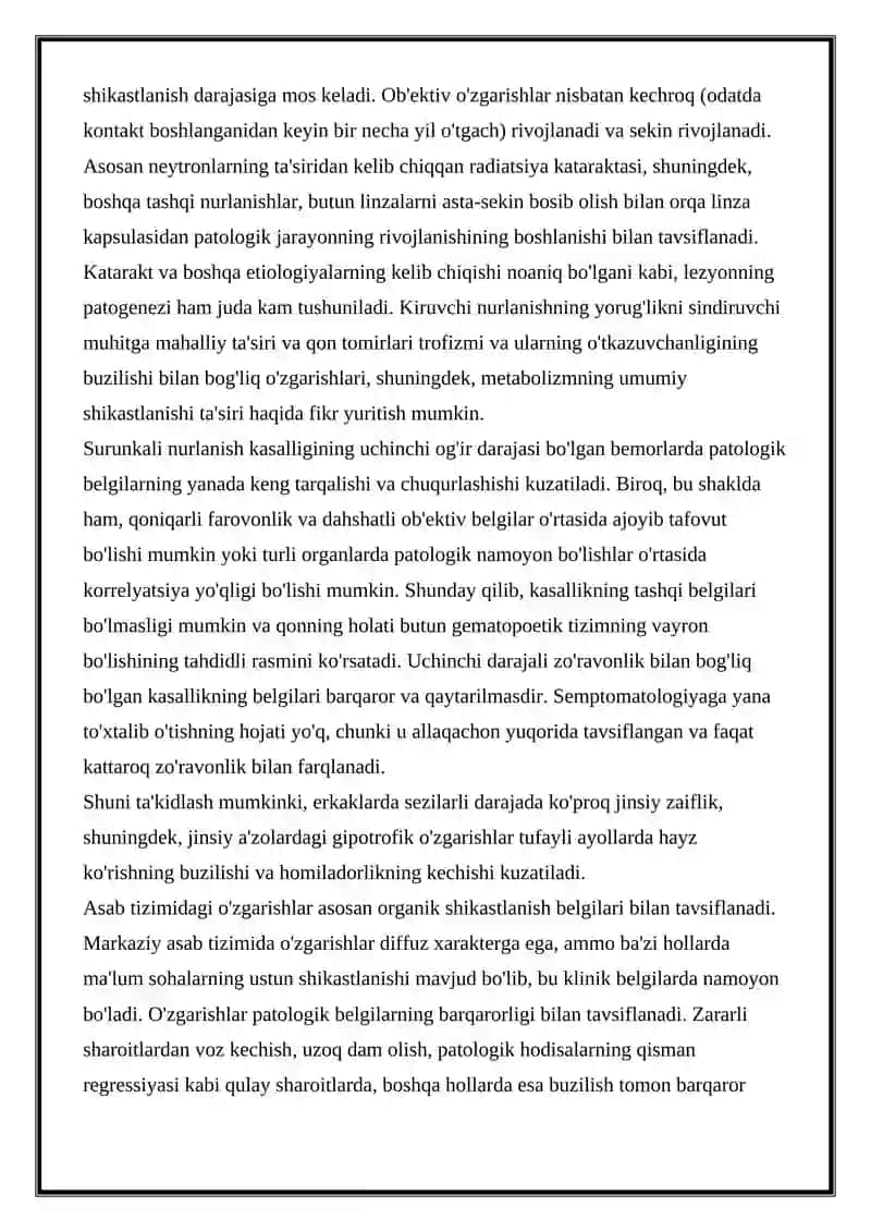 Surunkali nurlanish kasalligi 2