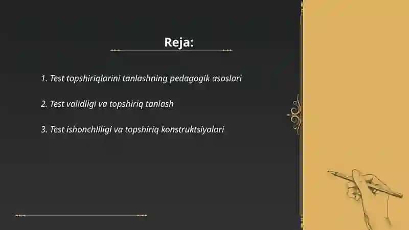 Qobiliyatni oʻrganish test topshiriqlarni tanlash 2