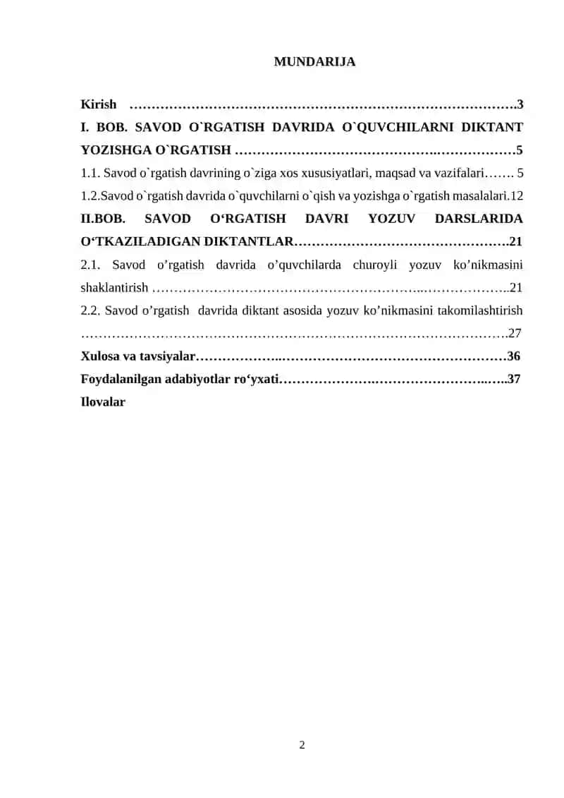 Savod oʻrgatish davri yozuv darslari 2