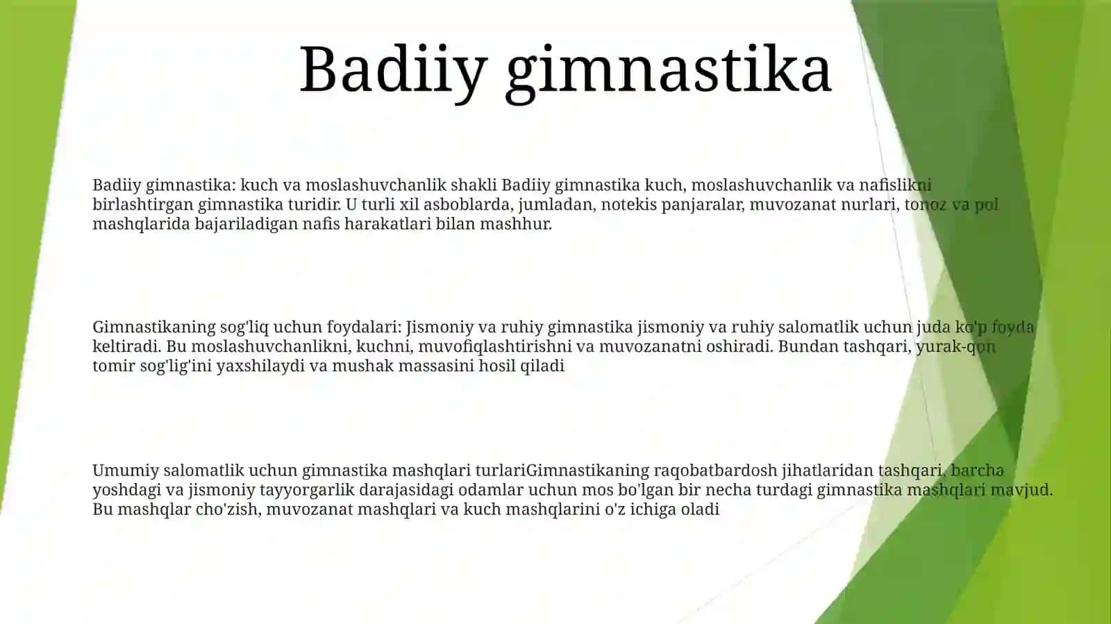 Gimnastikaning SogʻLomlashtiruvchi Turlari 2