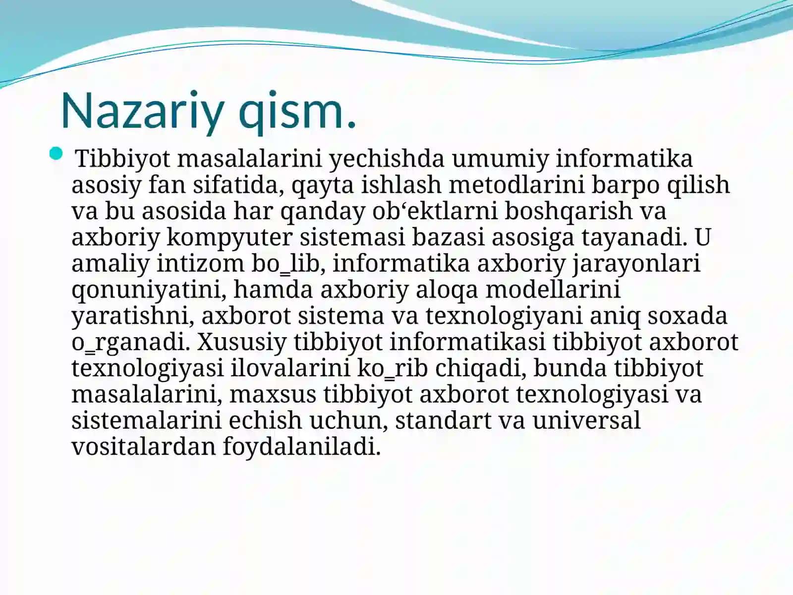 Tibbiyot masalarini yechishda axborot-kommunikatsiya texnologiyalari 2