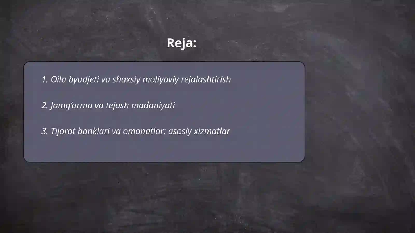 Oila byudjeti va shaxsiy moliyaviy rejalashtirish 2